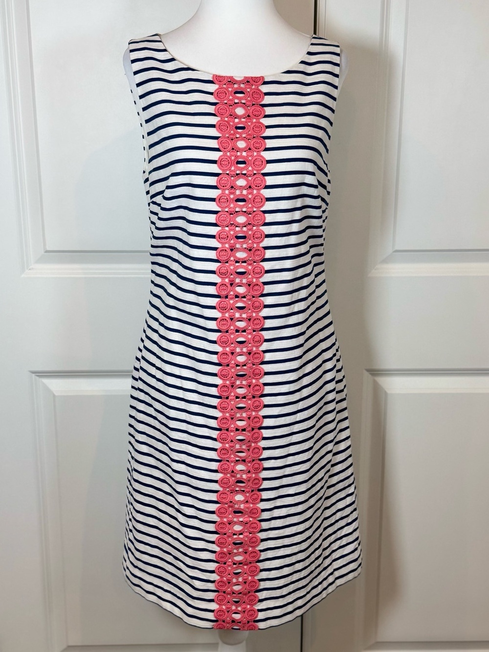 J Howard Coastal Preppy Nautical Shift Dress Palm Beach Summer Resort Size 8